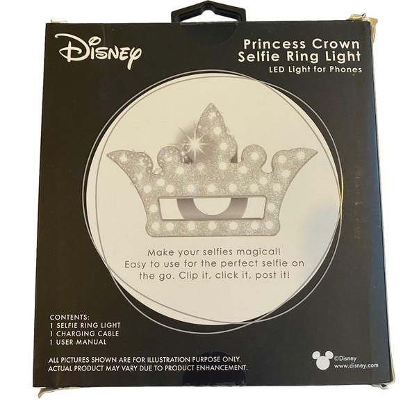 Disney Princess Crown Clip-On Selfie Ring Light New in Box - Picture 2 of 5